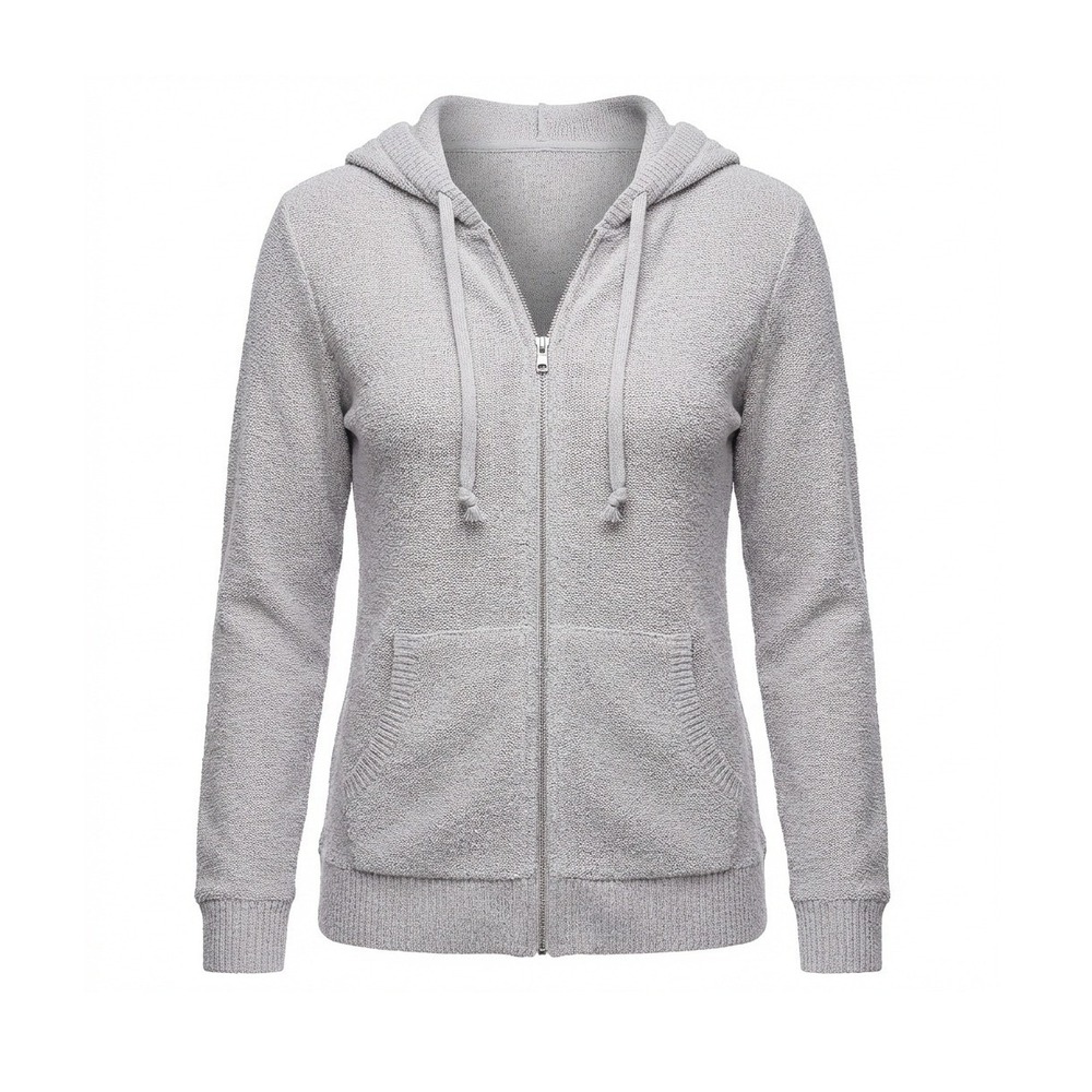 Club Monaco Basic Casual Cement Gray Large Terry Cloth Zip Up Hooded Jacket